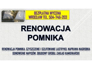 Czyszczenie renowacja pomnika, Cmentarz, Wrocław, szlifowanie lastryko nagrobka